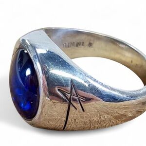 Vintage Lockheed Martin Aerospace Lab Corundum Sapphire Sterling 925 Rin…